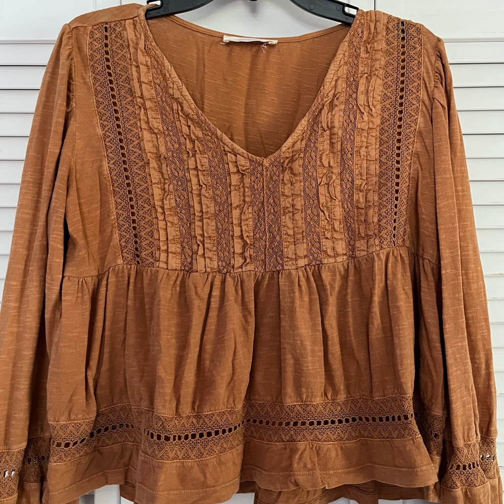 Lucky Brand Women's Brown Boho Top